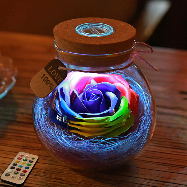 Bloom - LED Rose Bottle Lamp